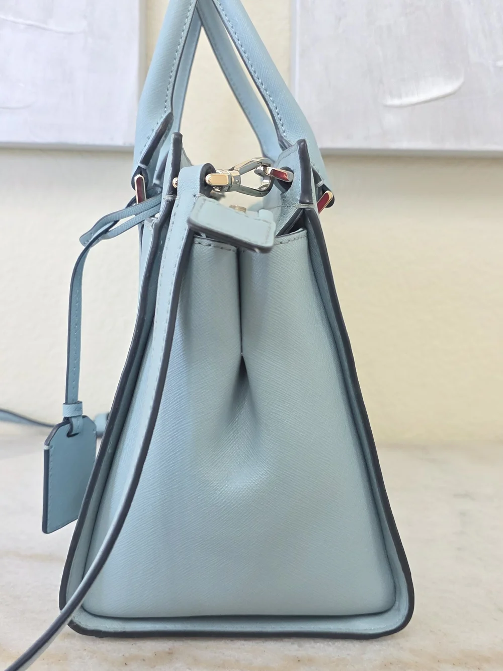 Kate Spade Cameron Medium Satchel Seaside Light Blue Saffiano Leather